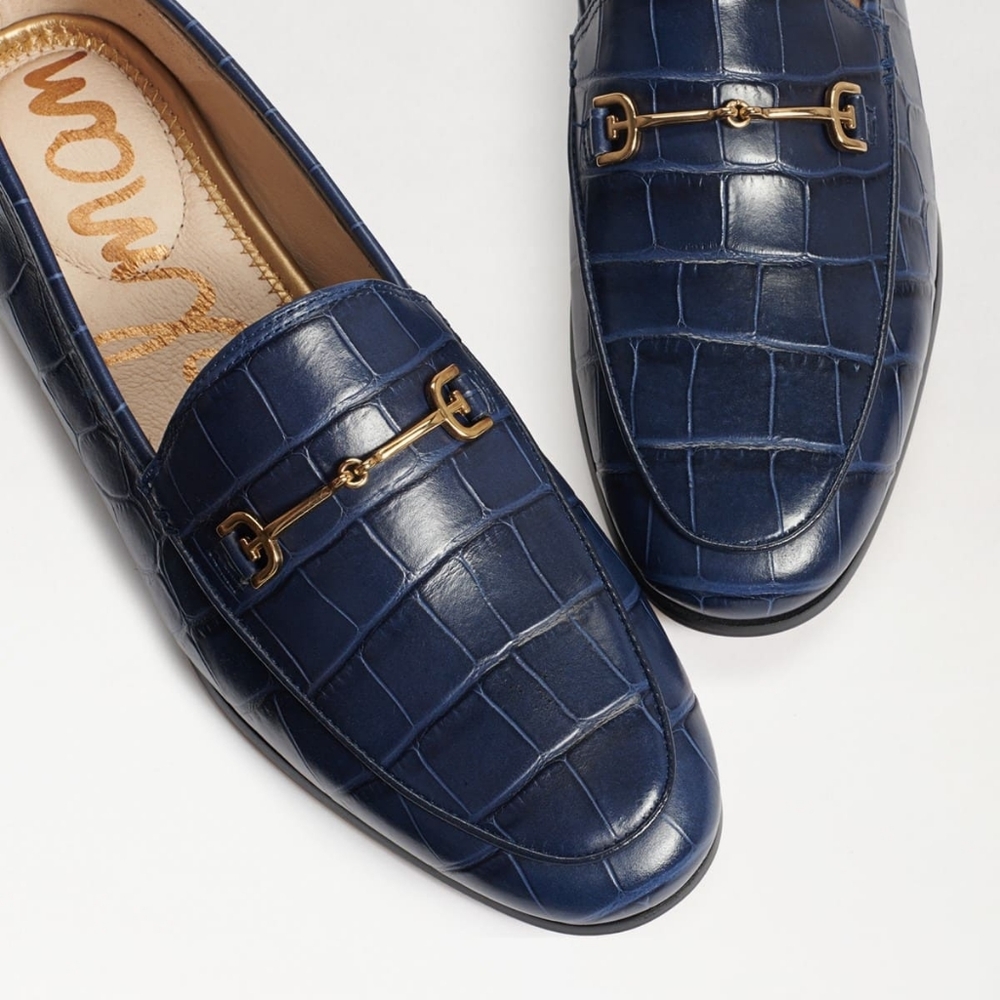 Sam Edelman Blue Croc-Embossed Loafers